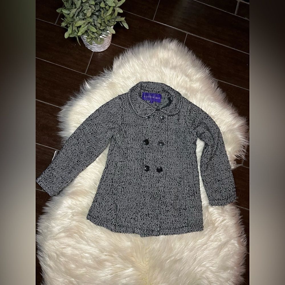 Madden Girl tweed black/grey pea body coat sz 6